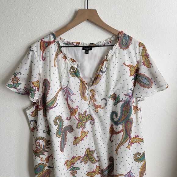 Talbots Top Womens 3X Plus Floral Tropical Breathable Beach‎ Cotton Boho Coastal - Picture 2 of 15